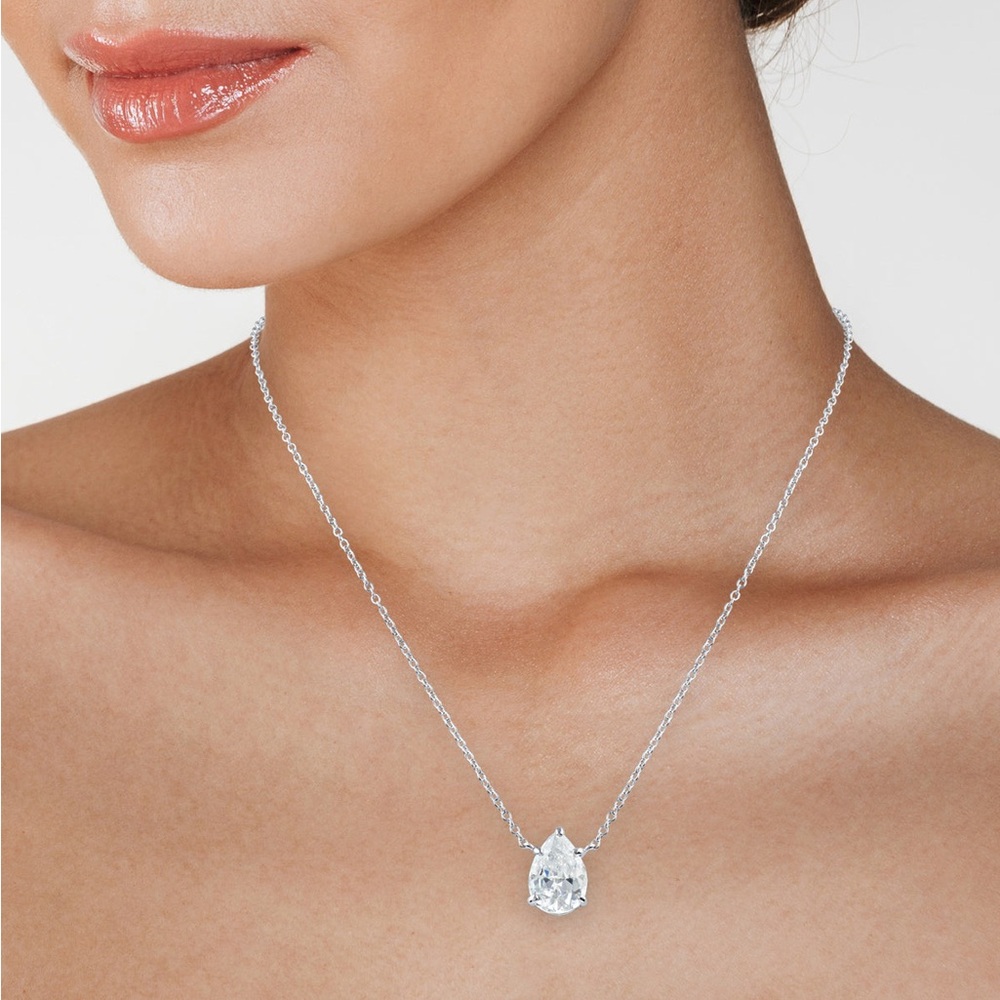Pear-Cut CZ Pendant Necklace NWT Rhodium Plated Brass CZ by Kenneth Jay Lane